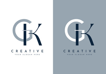 Elegant Initial Letter GK KG Logo, Creative Lettering Logo Vector Illustration