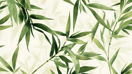 Fototapeta premium Abstract bamboo leaves pattern, delicate design, nature backdrop, wallpaper