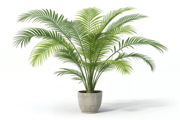palm tree in a flowerpot Indoor potted plant with large leaves in a neutral planter collection of ornamental plants