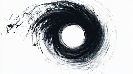 Obraz premium Abstract rotated black lines in circle form. Geometric art, monochrome background.