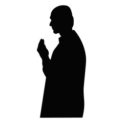 Muslim Pray Silhouette. Ramadan Kareem Symbol. Vector Illustration Isolated on White Background.