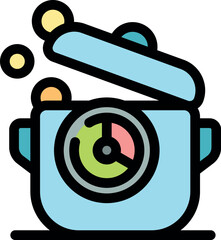 Cooking pot with an integrated timer indicating cooking progress, ideal for modern kitchens and efficient cooking