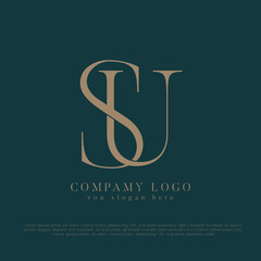 Minimalist SU US Initials Letters Logo Design Vector Template