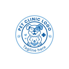 Pet clinic logo template, cat dog logo