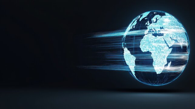 Digital World Globe with Motion Effects and Technology Elements