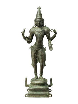 Ancient Chakra Purusha Sculpture Of Vishnus Discus Weapon, 10th Century Tamil Nadu Art