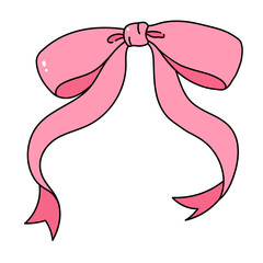 Pink Coquette ribbon bow aesthetic illustration