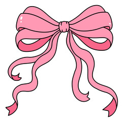 Pink Coquette ribbon bow aesthetic illustration