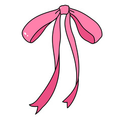 Pink Coquette ribbon bow aesthetic illustration