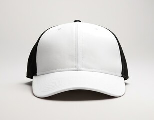 Fototapeta premium Stylish black and white baseball cap with a clean design, perfect for casual outings.