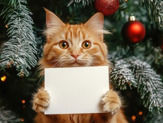 Festive Feline and Blank Sign