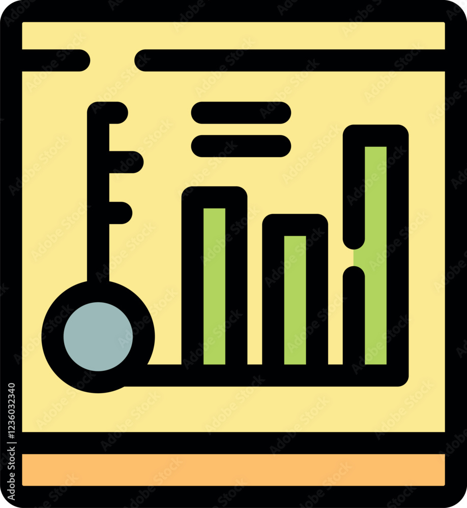 Poster temperature monitoring system is analyzing data and showing growing chart and thermometer icon