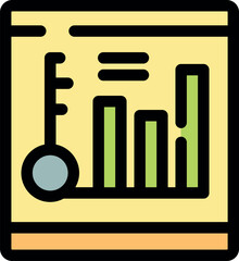 Temperature monitoring system is analyzing data and showing growing chart and thermometer icon