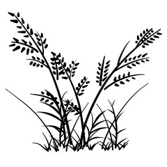 Obraz premium Black grass nature image, simple minimalist art style.