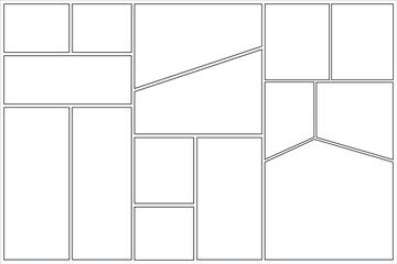 Set of templates for manga comic panels. Backgrounds for comics or manga. Comic or Manga background frames and panels, designed for use by mangaka or comic artists.