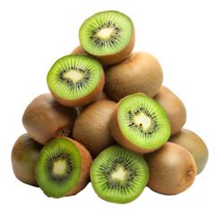 Fototapeta premium Stack of kiwi isolated on transparent background