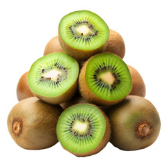 Fototapeta premium Stack of kiwi isolated on transparent background