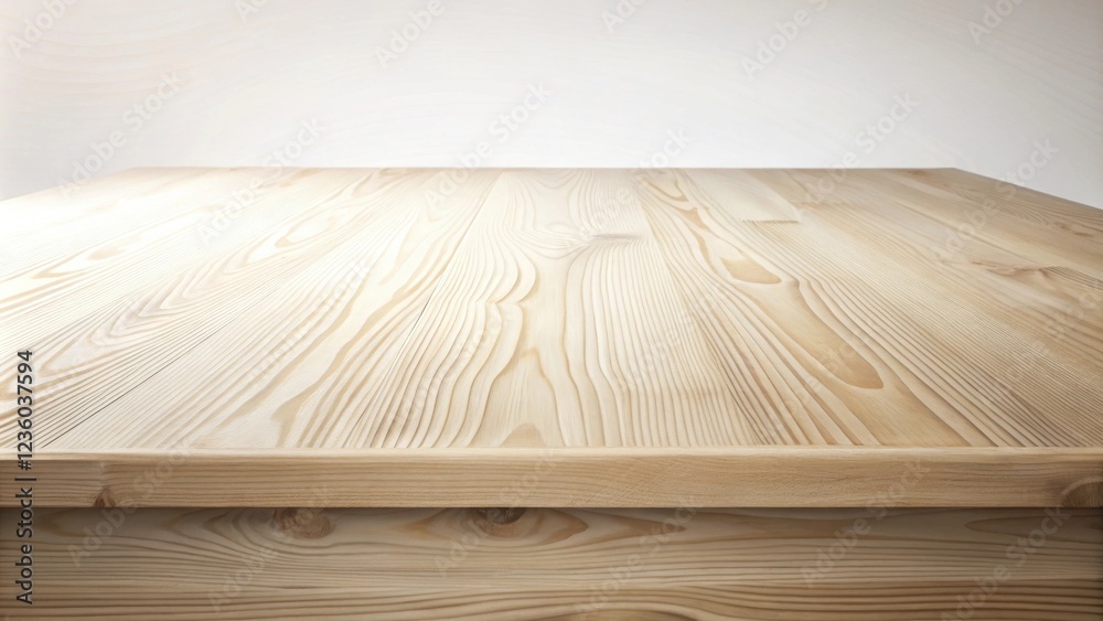 Poster light wood table with a natural grain pattern and a light background