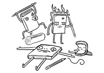 Angry Books Fighting