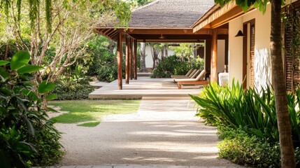 A wellness retreat center offering digital detox programs and holistic therapies, Wellness retreat scene, Tranquil style