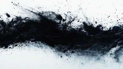 Dark ink splash exploding on white, abstract background, design element