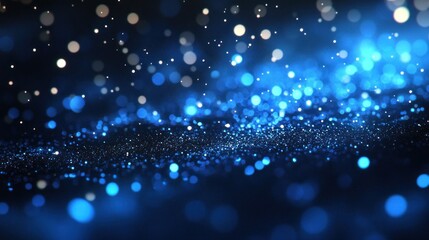 Blue particles flowing, dark background, abstract, digital art, website banner