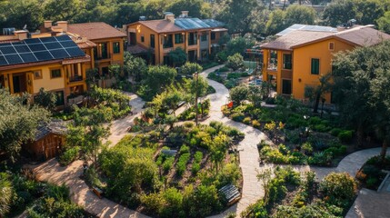Obraz premium Mediterranean-Style Residential Community with Lush Gardens