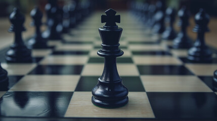 Chess pieces on a chessboard, ready for a strategic battle of wits