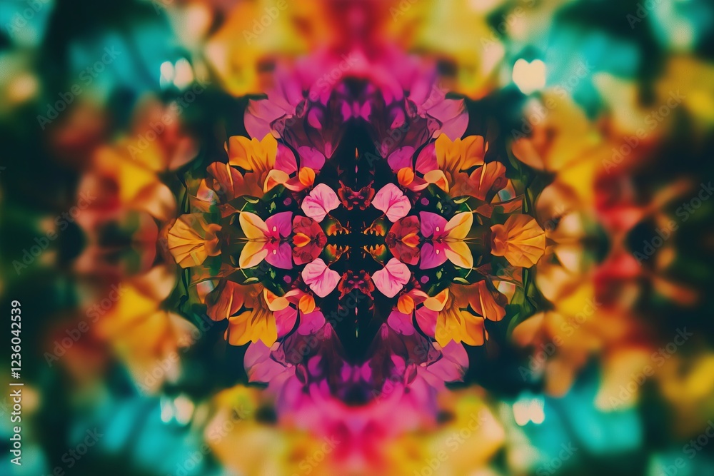 Poster A colorful kaleidoscope pattern shifting in a mesmerizing symmetrical motion