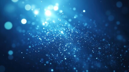 Obraz premium Blue glitter particles sparkle, glowing background, digital art, website design