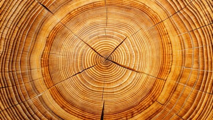 Fototapeta premium A close-up view of a tree's cross-section revealing intricate rings of growth, a testament to time and nature's beauty.