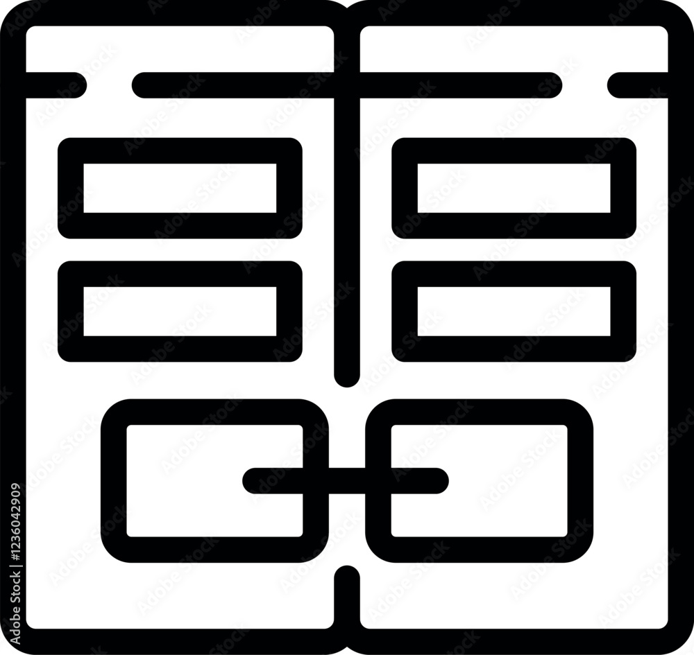 Poster wireframe sketching user interface for prototyping mobile app or website, showing interactive elemen
