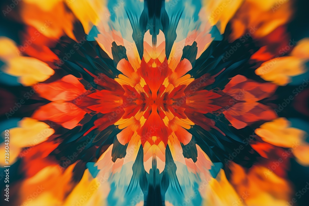Poster A colorful kaleidoscope pattern shifting in a mesmerizing symmetrical motion