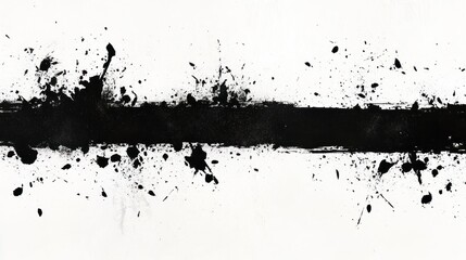 Black ink splattered banner, white background, design element
