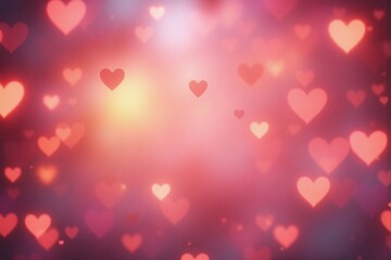 Fototapeta premium heart shaped bokeh scattered across gradient colored background