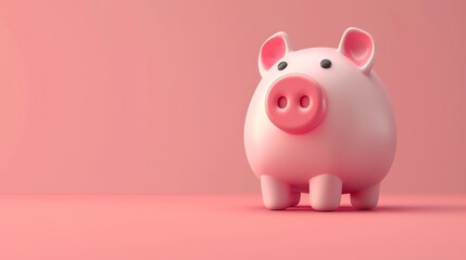 A pink piggy bank on a pink background.