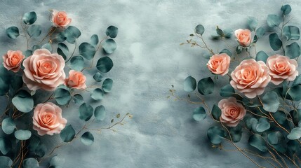 Delicate Floral Arrangement with Roses and Eucalyptus. Generative AI