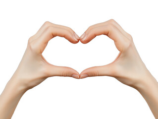 Two hands forming a heart on a transparent background. Concept of love and affection