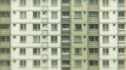 City apartment building facade, overcast day, urban background, housing development
