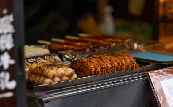 BBQ in Sanmachi Suji street in Takayama, Japan
