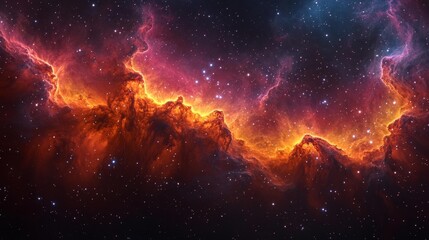 Fototapeta premium Galactic Nebula with Fiery Red and Cool Violet Lights. Generative AI