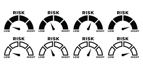 risk meter icon vector design template black white color modern flat illustration 