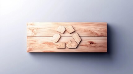 Wooden recycling symbol isolated on white background. Generative AI