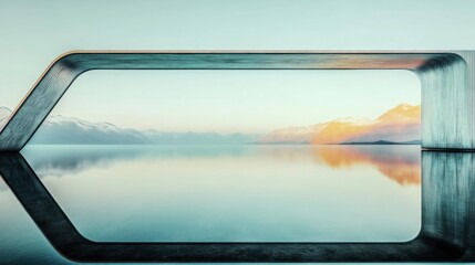 Obraz premium Futuristic Minimalist Landscape with Sleek Metallic Architecture. Generative AI