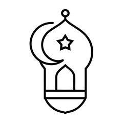 Ramadan Line Art Icon Vector Illustration