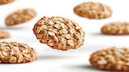Delicious oatmeal cookies kitchen food photography bright setting close-up