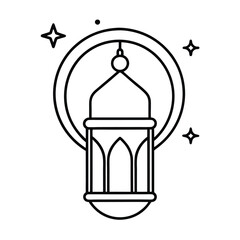 Ramadan Line Art Icon Vector Illustration