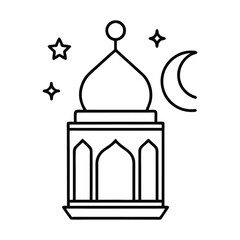 Ramadan Line Art Icon Vector Illustration
