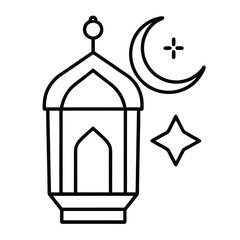 Ramadan Line Art Icon Vector Illustration