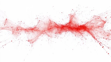 Fototapeta premium Red particle wave abstract digital art background
